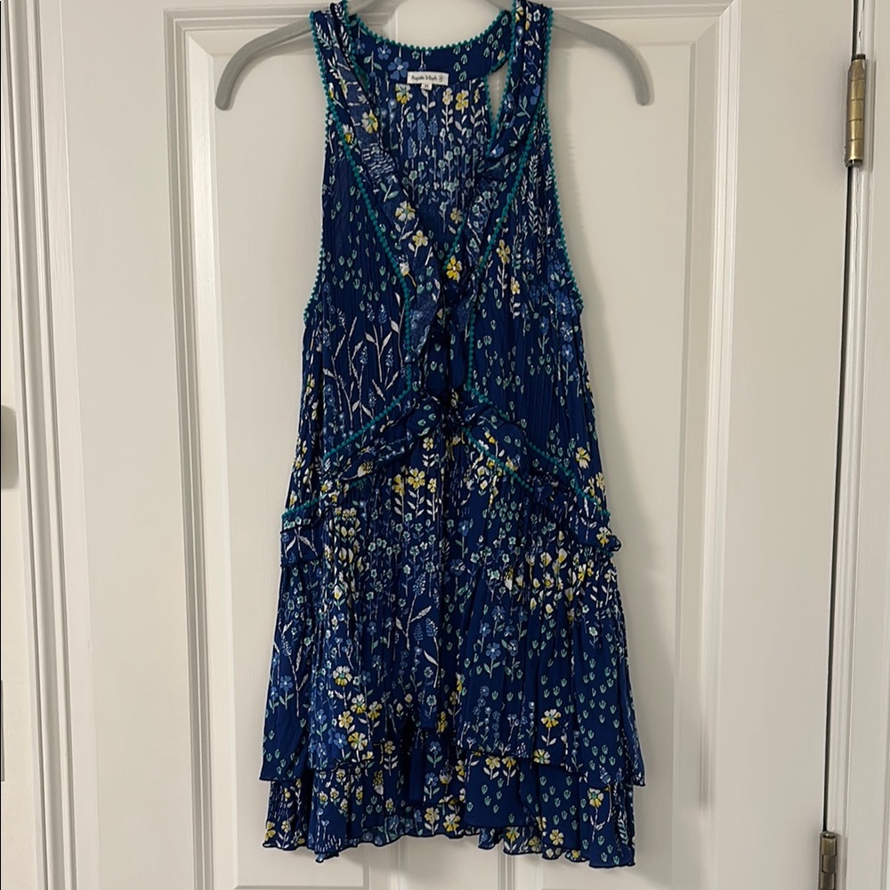 Poupette St. Bart dress.                  Blue Floral Tiered Sleeveless Dress